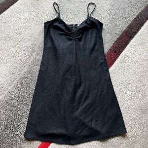 Vince Black Wool Blend A Line Mini Slip Dress